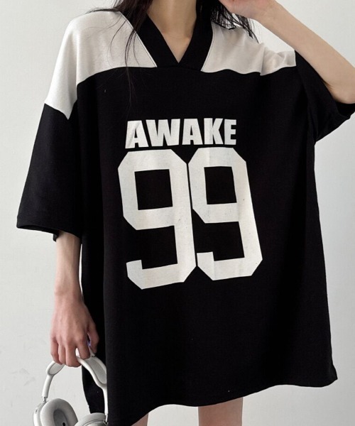 NANAHACHI(ナナハチ)の「文字プリント 半袖 Tシャツ(Tシャツ/カットソー・レディース・ライトグレー/ネイビー/ブラック・FREE)」の21枚目の写真