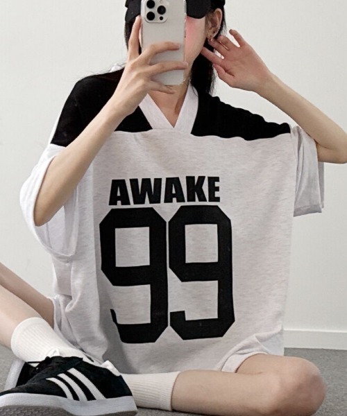 NANAHACHI(ナナハチ)の「文字プリント 半袖 Tシャツ(Tシャツ/カットソー・レディース・ライトグレー/ネイビー/ブラック・FREE)」の20枚目の写真