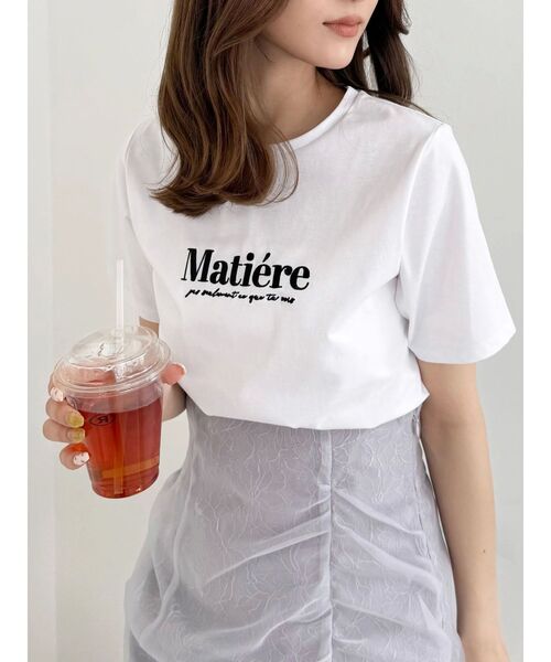 MERCURYDUO（マーキュリーデュオ）の「刺繍ロゴTシャツ（Tシャツ/カットソー・レディース・レッド/ブラック/ライトブルー/オフホワイト・FREE）」の2枚目の写真