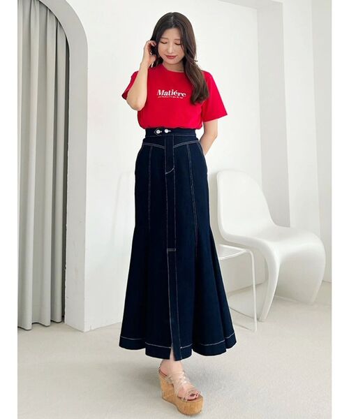 MERCURYDUO（マーキュリーデュオ）の「刺繍ロゴTシャツ（Tシャツ/カットソー・レディース・レッド/ブラック/ライトブルー/オフホワイト・FREE）」の7枚目の写真