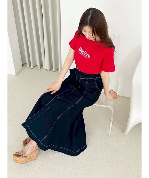 MERCURYDUO（マーキュリーデュオ）の「刺繍ロゴTシャツ（Tシャツ/カットソー・レディース・レッド/ブラック/ライトブルー/オフホワイト・FREE）」の10枚目の写真