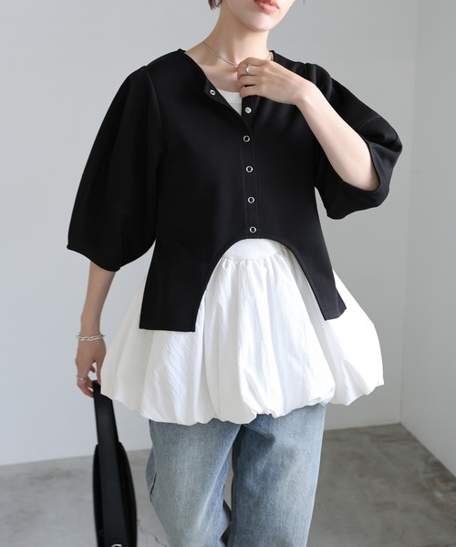 新品未使用】calinハーフスリーブカットソー チャコールS 完売品 ハーフスリーブバルーントップス（Tシャツ/カットソー）｜select MOCA