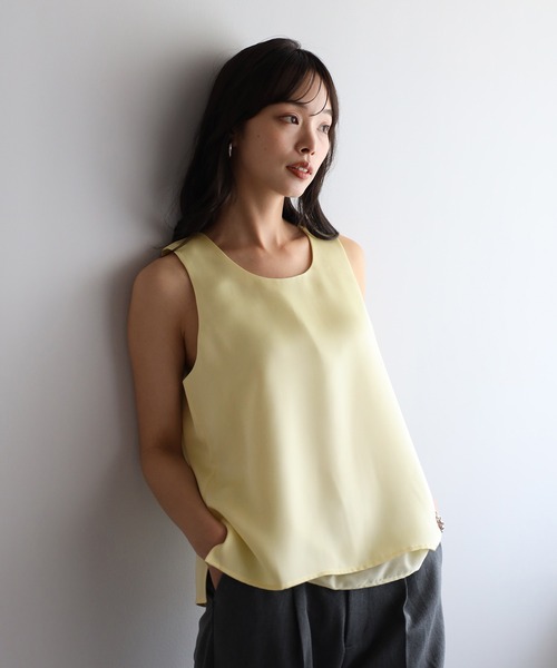 セール】【動画あり】layered like satin tank top / レイヤード