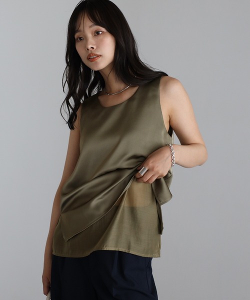セール】【動画あり】layered like satin tank top / レイヤード