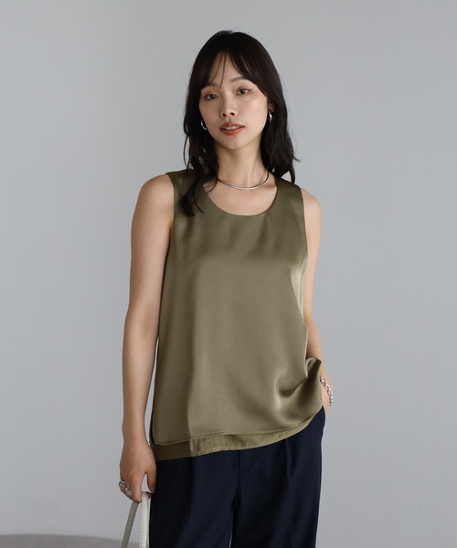 セール】【動画あり】layered like satin tank top / レイヤード