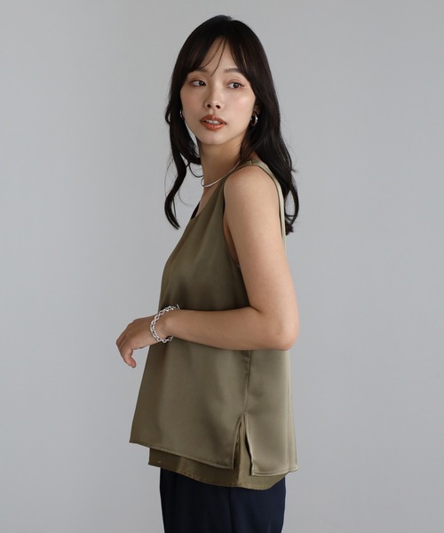 セール】【動画あり】layered like satin tank top / レイヤード