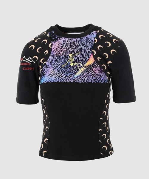 MARINE SERRE（マリーン・セル）の「REGENERATED GRAPHIC T-SHIRTS BABY FIT T-SHIRT（Tシャツ/カットソー・レディース・ブラック/ホワイト・S/XS）」の2枚目の写真