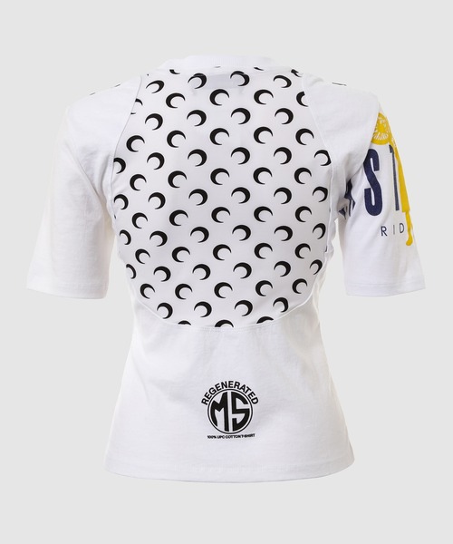 MARINE SERRE（マリーン・セル）の「REGENERATED GRAPHIC T-SHIRTS BABY FIT T-SHIRT（Tシャツ/カットソー・レディース・ブラック/ホワイト・S/XS）」の9枚目の写真