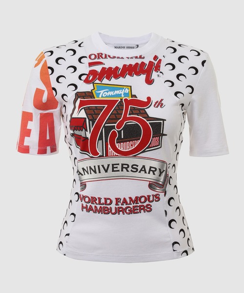 MARINE SERRE（マリーン・セル）の「REGENERATED GRAPHIC T-SHIRTS BABY FIT T-SHIRT（Tシャツ/カットソー・レディース・ブラック/ホワイト・S/XS）」の12枚目の写真