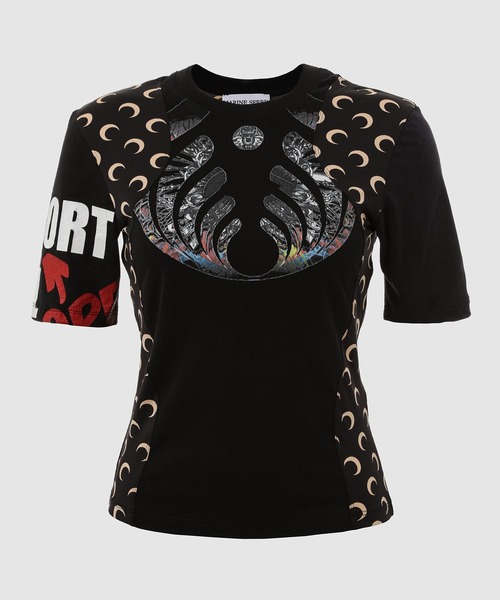 MARINE SERRE（マリーン・セル）の「REGENERATED GRAPHIC T-SHIRTS BABY FIT T-SHIRT（Tシャツ/カットソー・レディース・ブラック/ホワイト・S/XS）」の3枚目の写真