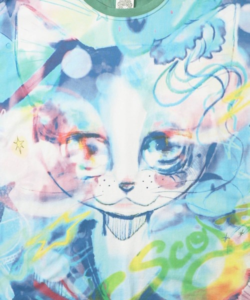 ScoLar（スカラー）の「152678：BIGネコ柄メロウステッチチュニック（チュニック・レディース・グリーン/ブラック・M）」の20枚目の写真