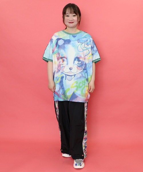 ScoLar（スカラー）の「152678：BIGネコ柄メロウステッチチュニック（チュニック・レディース・グリーン/ブラック・M）」の10枚目の写真