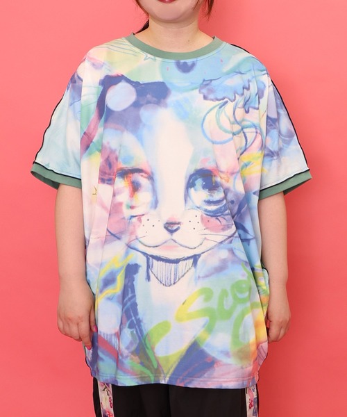 ScoLar（スカラー）の「152678：BIGネコ柄メロウステッチチュニック（チュニック・レディース・グリーン/ブラック・M）」の13枚目の写真