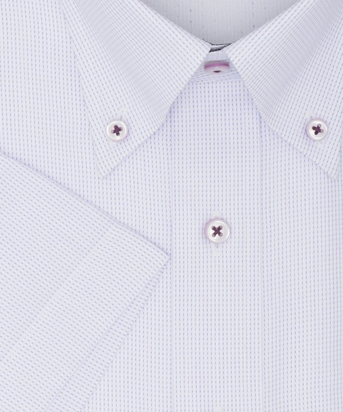 TOKYO SHIRTS(トウキョウシャツ)の「【Layered Cool】 形態安定ノーアイロン ボタンダウン 半袖ビジネスワイシャツ(ビジネスシャツ・メンズ・ライトパープル・首回り39cm/首回り41cm/首回り42cm/首回り43cm/首回り37cm)」の3枚目の写真
