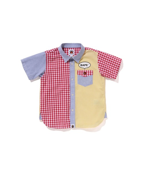 A BATHING APE(アベイシングエイプ)の「MULTI CHECK ONE POINT SS SHIRT(シャツ/ブラウス・キッズ・ブルー/イエロー・120/110/130/140)」の2枚目の写真