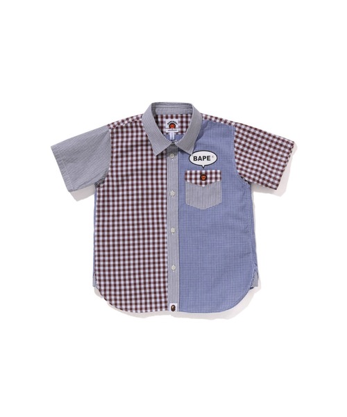 A BATHING APE(アベイシングエイプ)の「MULTI CHECK ONE POINT SS SHIRT(シャツ/ブラウス・キッズ・ブルー/イエロー・120/110/130/140)」の1枚目の写真