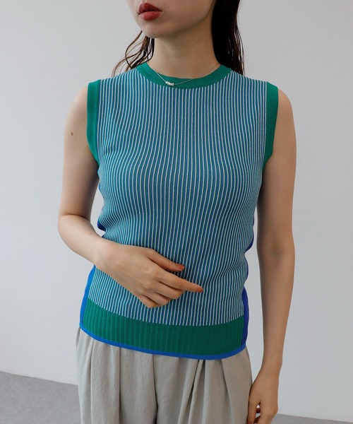 Cepica（セピカ）の「ノースリーブカラーニット（タンクトップ・レディース・パープル/ブルー・FREE）」の2枚目の写真