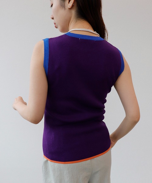 Cepica（セピカ）の「ノースリーブカラーニット（タンクトップ・レディース・パープル/ブルー・FREE）」の5枚目の写真