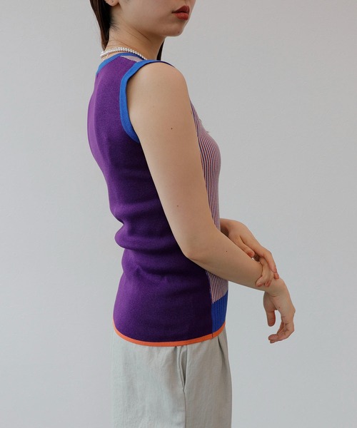 Cepica（セピカ）の「ノースリーブカラーニット（タンクトップ・レディース・パープル/ブルー・FREE）」の6枚目の写真