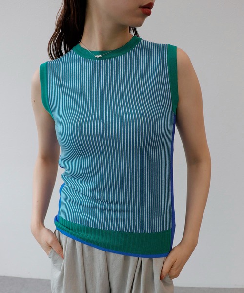 Cepica（セピカ）の「ノースリーブカラーニット（タンクトップ・レディース・パープル/ブルー・FREE）」の9枚目の写真