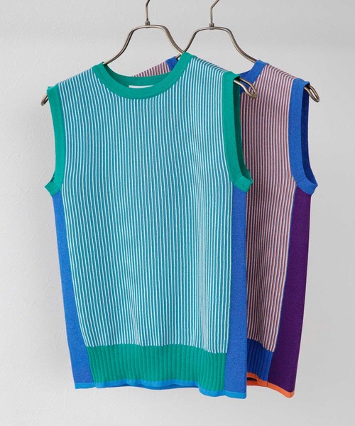 Cepica（セピカ）の「ノースリーブカラーニット（タンクトップ・レディース・パープル/ブルー・FREE）」の10枚目の写真