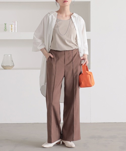n'OrLABEL(ノアールレーベル)の「『リネンライクほんのりフレアパンツ』(その他パンツ・レディース・グレイッシュベージュ/ブラウン/ブラック/ライトブルー・1/2)」の12枚目の写真