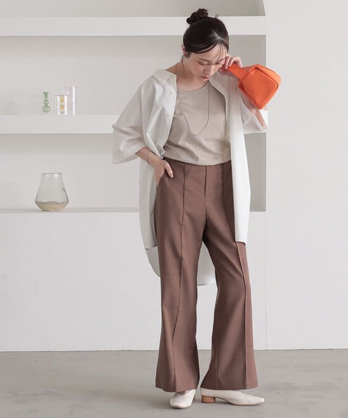 n'OrLABEL(ノアールレーベル)の「『リネンライクほんのりフレアパンツ』(その他パンツ・レディース・グレイッシュベージュ/ブラウン/ブラック/ライトブルー・1/2)」の13枚目の写真