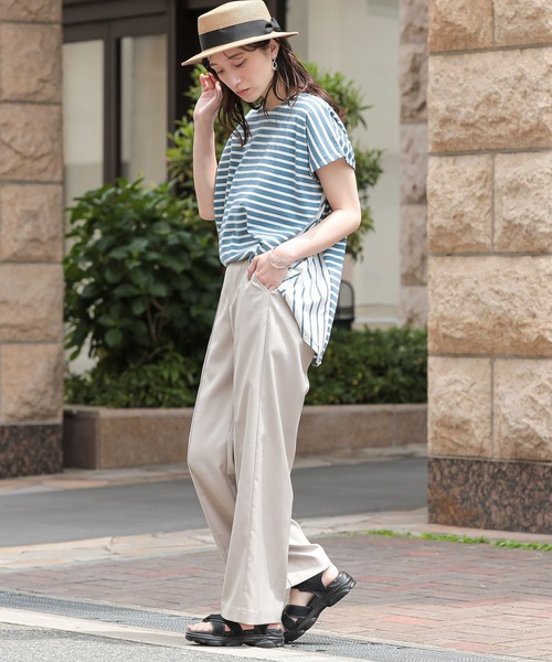 n'OrLABEL(ノアールレーベル)の「『リネンライクほんのりフレアパンツ』(その他パンツ・レディース・グレイッシュベージュ/ブラウン/ブラック/ライトブルー・1/2)」の18枚目の写真