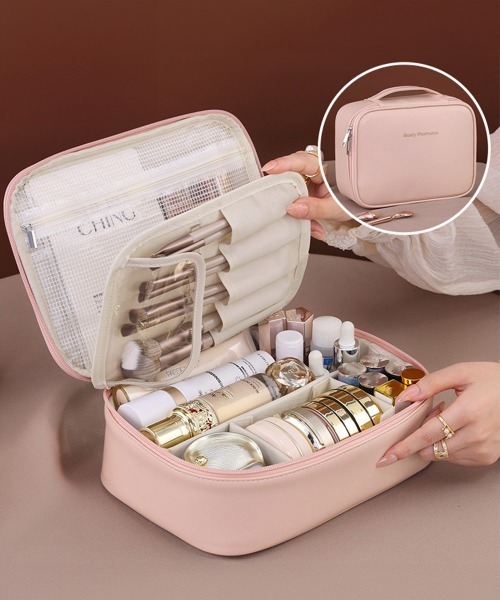 セール】メイクポーチ 大容量 仕切りコスメポーチ（ポーチ