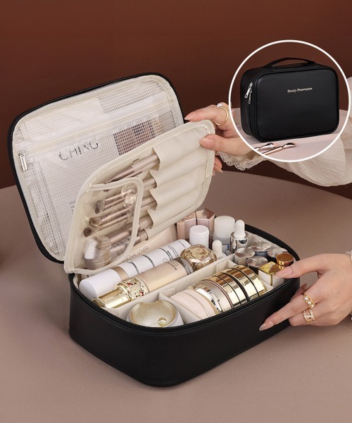 セール】メイクポーチ 大容量 仕切りコスメポーチ（ポーチ