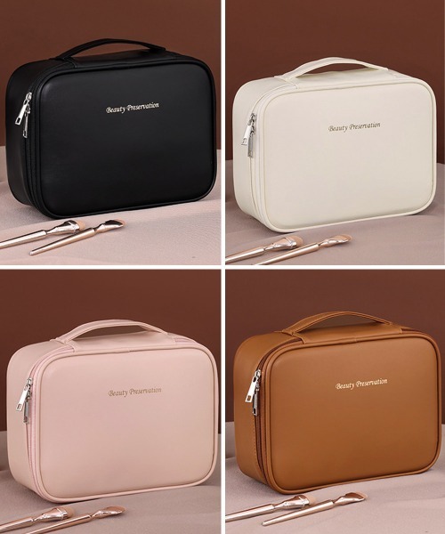 Miniministore（ミニミニストア）の「メイクポーチ 大容量 仕切りコスメポーチ（ポーチ・レディース・キャメル/アイボリー/ブラック/ピンク・FREE）」の6枚目の写真