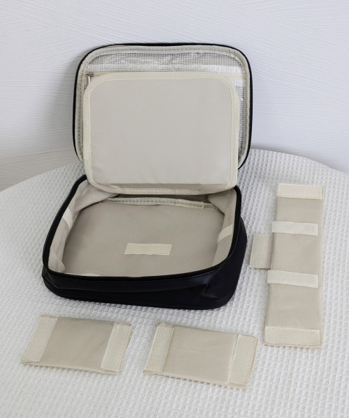 Miniministore（ミニミニストア）の「メイクポーチ 大容量 仕切りコスメポーチ（ポーチ・レディース・キャメル/アイボリー/ブラック/ピンク・FREE）」の17枚目の写真
