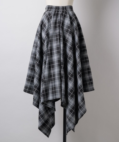 VIOLETTA（ヴィオレッタ）の「チェック柄ハンカチーフヘムスカート（スカート・レディース・ブラック/ブラウン・M/S）」の14枚目の写真