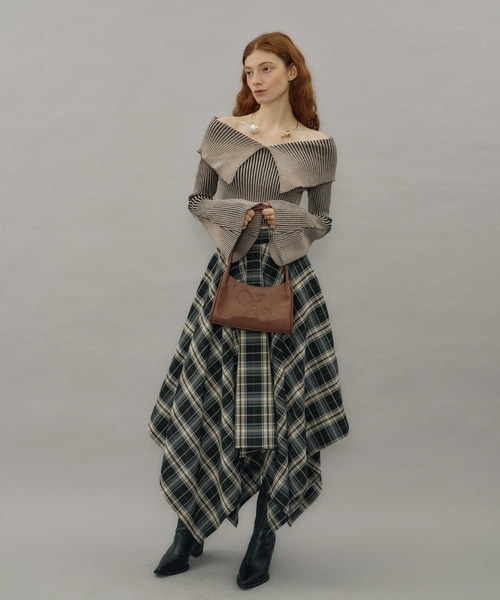 VIOLETTA（ヴィオレッタ）の「チェック柄ハンカチーフヘムスカート（スカート・レディース・ブラック/ブラウン・M/S）」の10枚目の写真