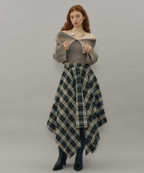 [tricot CdG] ハンカチーフヘムスカート セール】チェック柄ハンカチーフヘムスカート（スカート）｜VIOLETTA