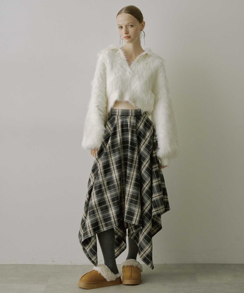 [tricot CdG] ハンカチーフヘムスカート セール】チェック柄ハンカチーフヘムスカート（スカート）｜VIOLETTA