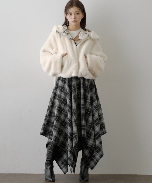 セール】チェック柄ハンカチーフヘムスカート（スカート）｜VIOLETTA