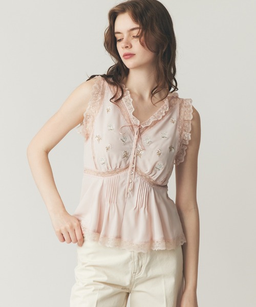 ME COUTURE（ミークチュール）の「フルール刺繍レースmixブラウス（シャツ/ブラウス・レディース・アイボリー/ピンク・FREE）」の15枚目の写真