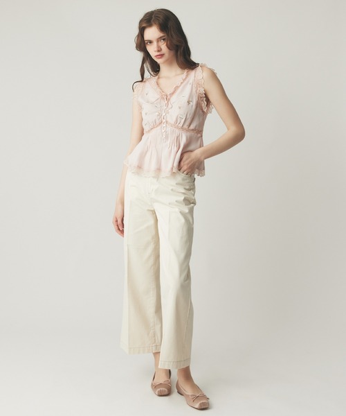 ME COUTURE（ミークチュール）の「フルール刺繍レースmixブラウス（シャツ/ブラウス・レディース・アイボリー/ピンク・FREE）」の3枚目の写真