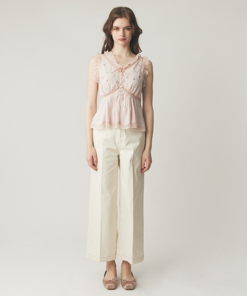 ME COUTURE（ミークチュール）の「フルール刺繍レースmixブラウス（シャツ/ブラウス・レディース・アイボリー/ピンク・FREE）」の4枚目の写真