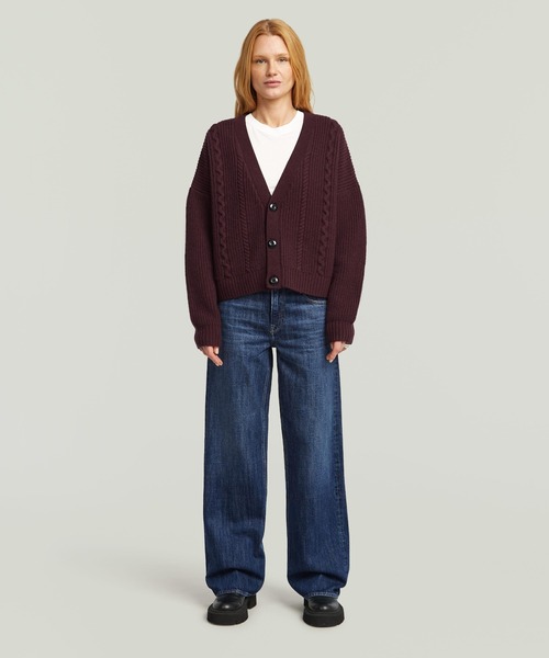 G-STAR（ジースター）の「CABLE CROPPED CARDI KNIT/ケーブル編みクロップドニットセーターカーディガン（カーディガン/ボレロ・レディース・パープル系その他/グレー・X-SMALL/SMALL/MEDIUM）」の3枚目の写真