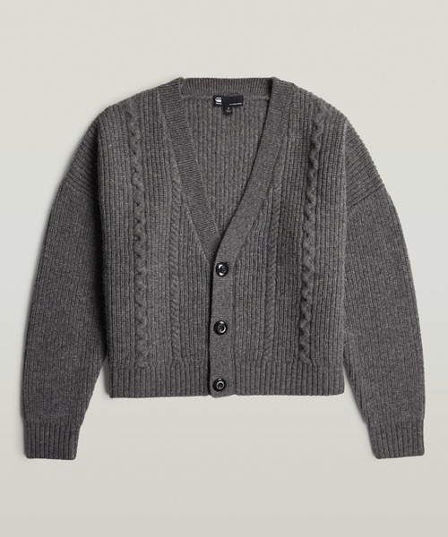 セール】CABLE CROPPED CARDI KNIT/ケーブル編みクロップドニット