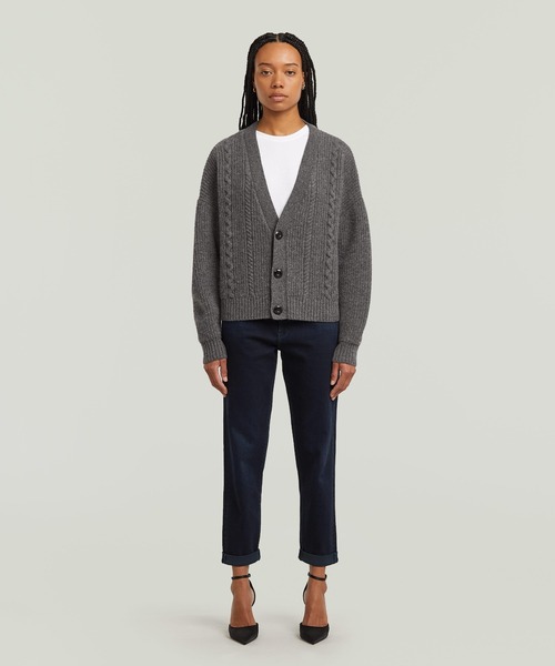 G-STAR（ジースター）の「CABLE CROPPED CARDI KNIT/ケーブル編みクロップドニットセーターカーディガン（カーディガン/ボレロ・レディース・パープル系その他/グレー・X-SMALL/SMALL/MEDIUM）」の8枚目の写真