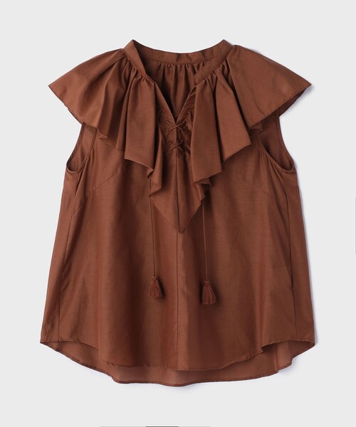 GRACE CONTINENTAL(グレースコンチネンタル)の「コットンシルクカフタントップ(シャツ/ブラウス・レディース・ブラック/ブラウン・38/36)」の2枚目の写真