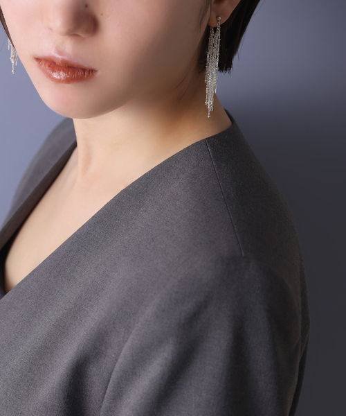 SAMH by LILAS】 チェーンフリンジ7cmピアス SV(両耳)（ピアス