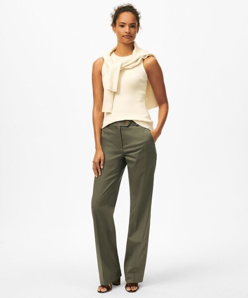 BROOKS BROTHERS(ブルックスブラザーズ)の「ストレッチコットン ワイドレッグ アドバンテージ チノパンツ(チノパンツ・レディース・オリーブ・4/2)」の2枚目の写真