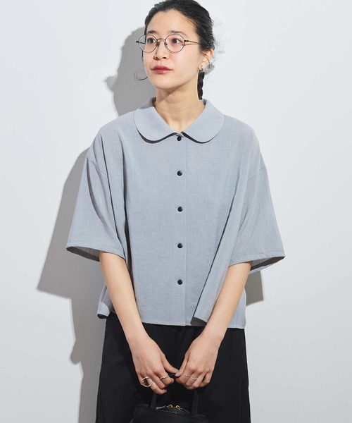 fig London(フィグロンドン)の「●round collar shirt(シャツ/ブラウス・レディース・ホワイト/ネイビー/サックスブルー/グレー・FREE)」の16枚目の写真