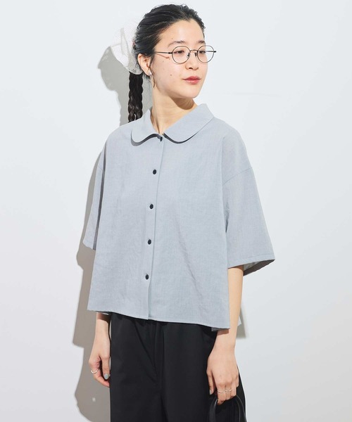fig London(フィグロンドン)の「●round collar shirt(シャツ/ブラウス・レディース・ホワイト/ネイビー/サックスブルー/グレー・FREE)」の13枚目の写真
