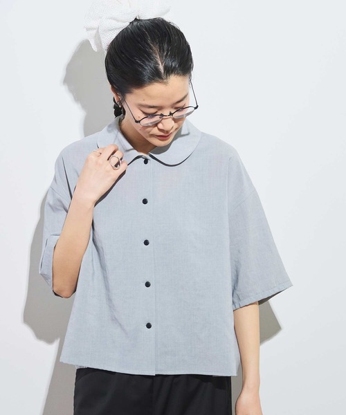 fig London(フィグロンドン)の「●round collar shirt(シャツ/ブラウス・レディース・ホワイト/ネイビー/サックスブルー/グレー・FREE)」の15枚目の写真