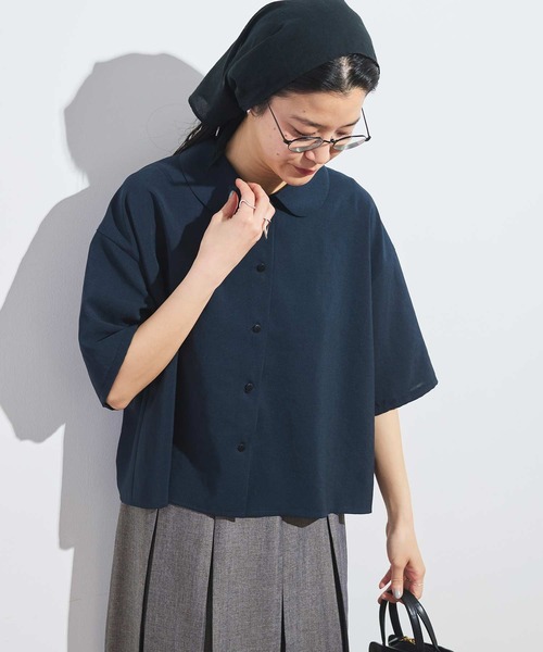 fig London(フィグロンドン)の「●round collar shirt(シャツ/ブラウス・レディース・ホワイト/ネイビー/サックスブルー/グレー・FREE)」の17枚目の写真